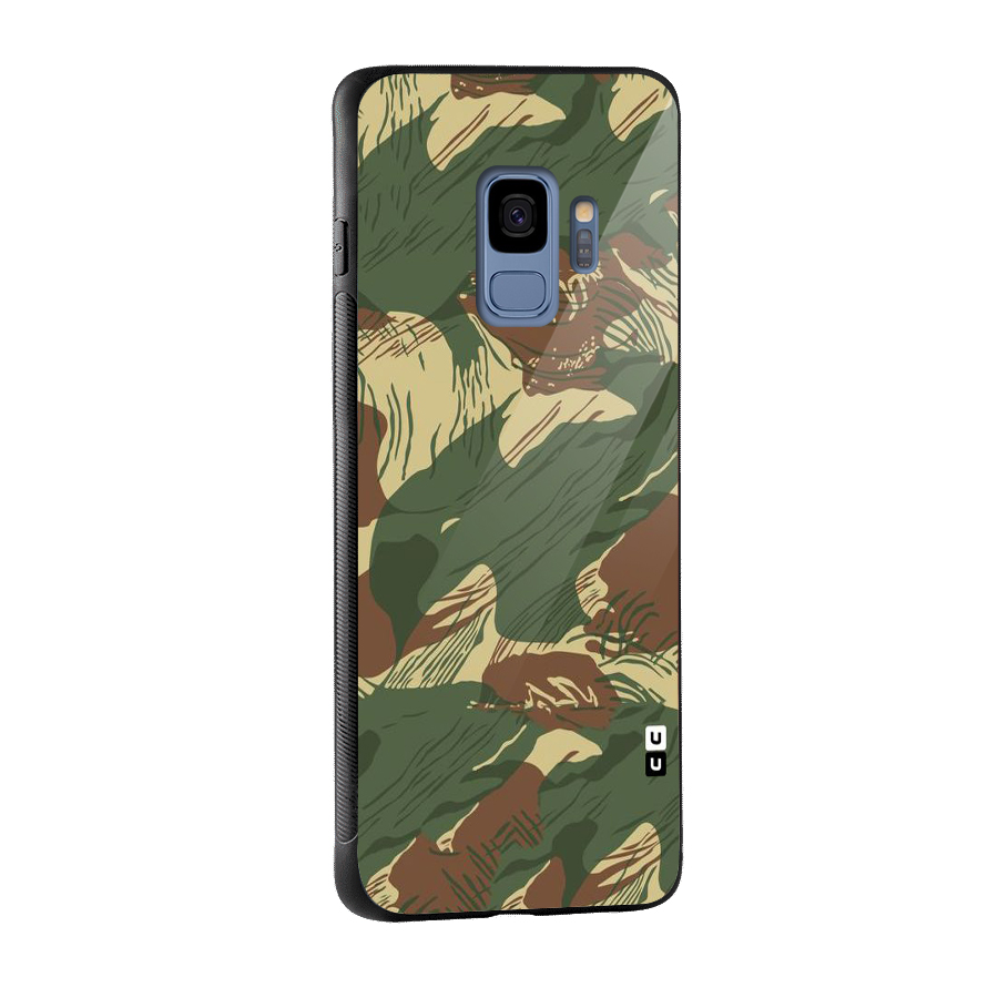 Army Design Glass Back Case for Galaxy S9