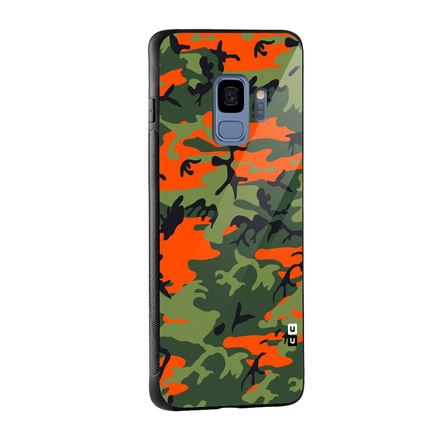 Army Pattern Glass Back Case for Galaxy S9