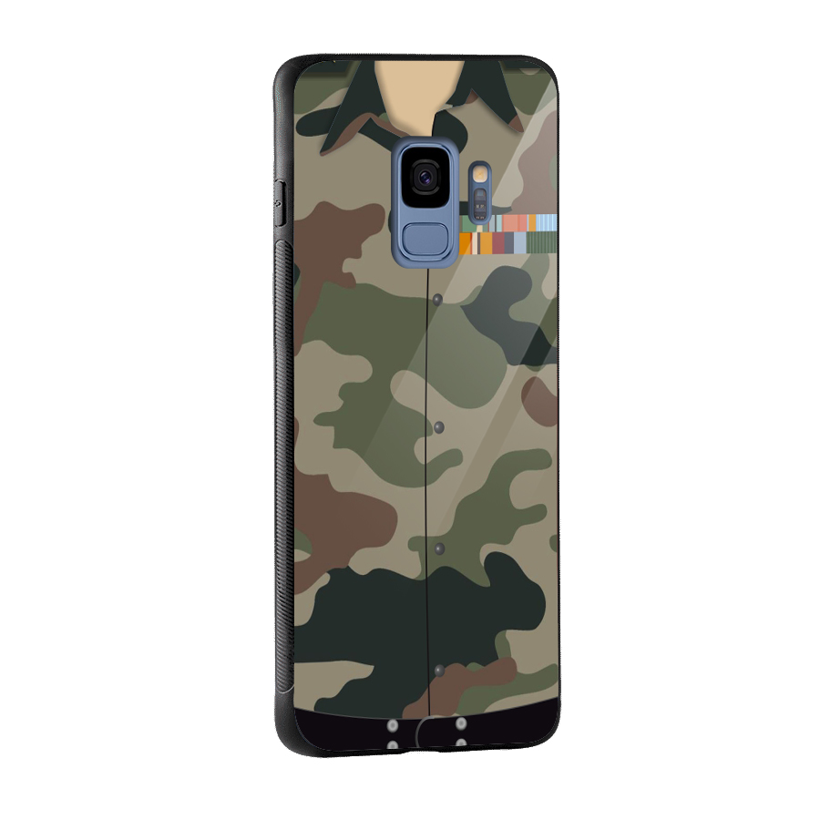 Army Uniform Glass Back Case for Galaxy S9