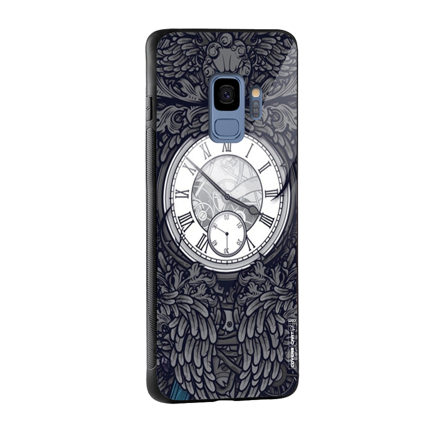 Artsy Wall Clock Glass Back Case for Galaxy S9