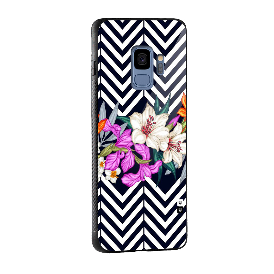Artsy ZigZag Floral Glass Back Case for Galaxy S9