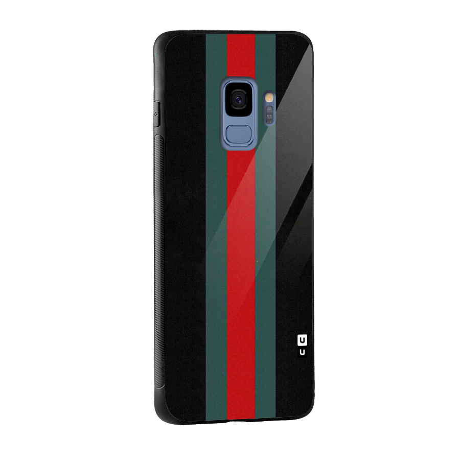 Basic Colored Stripes Glass Back Case for Galaxy S9