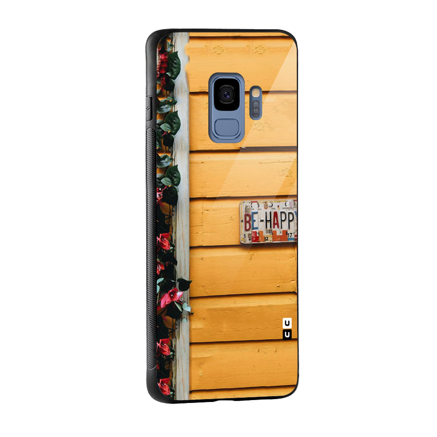 Be Happy Yellow Wall Glass Back Case for Galaxy S9