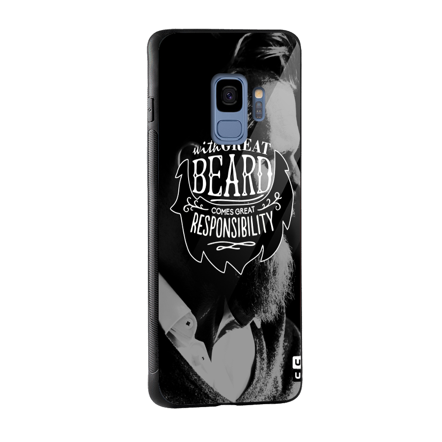 Beard Responsibility Quote Glass Back Case for Galaxy S9