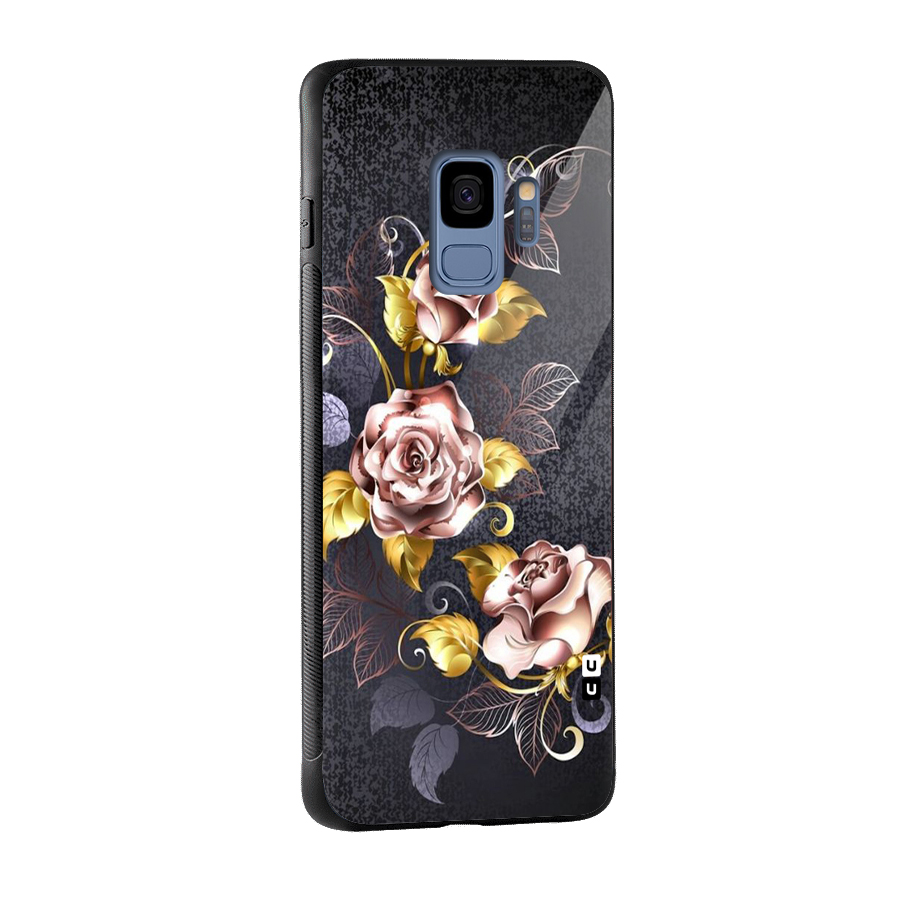 Beautiful Old Floral Design Glass Back Case for Galaxy S9