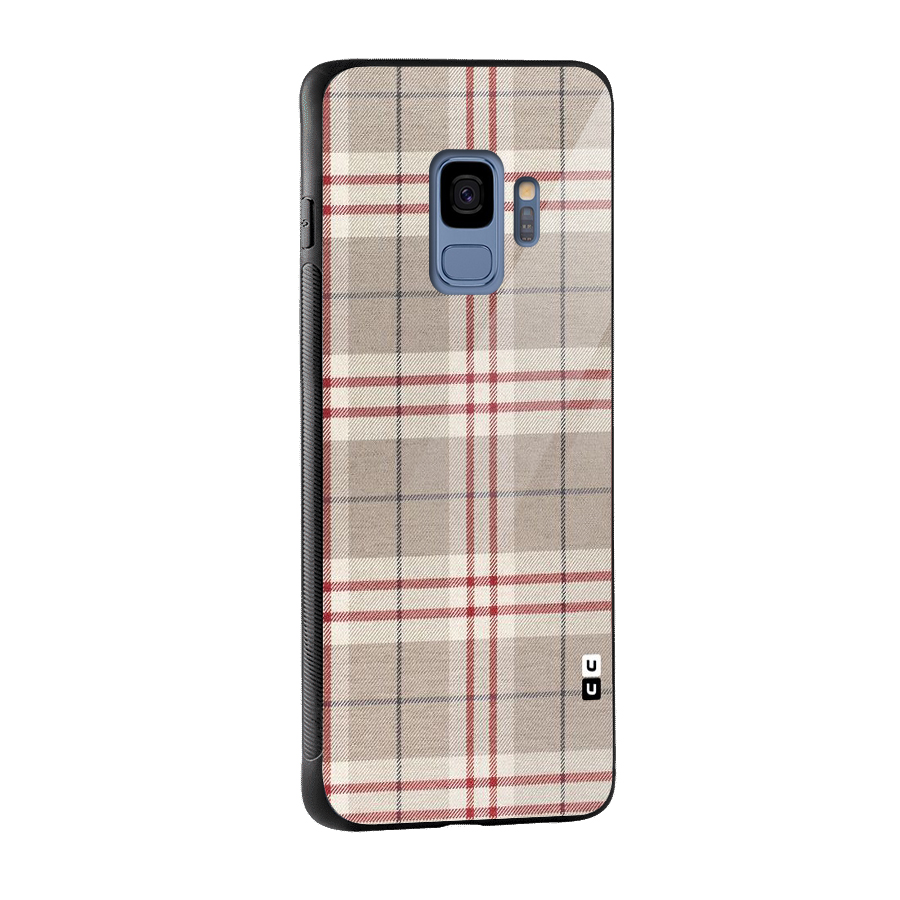 Beige Red Check Glass Back Case for Galaxy S9