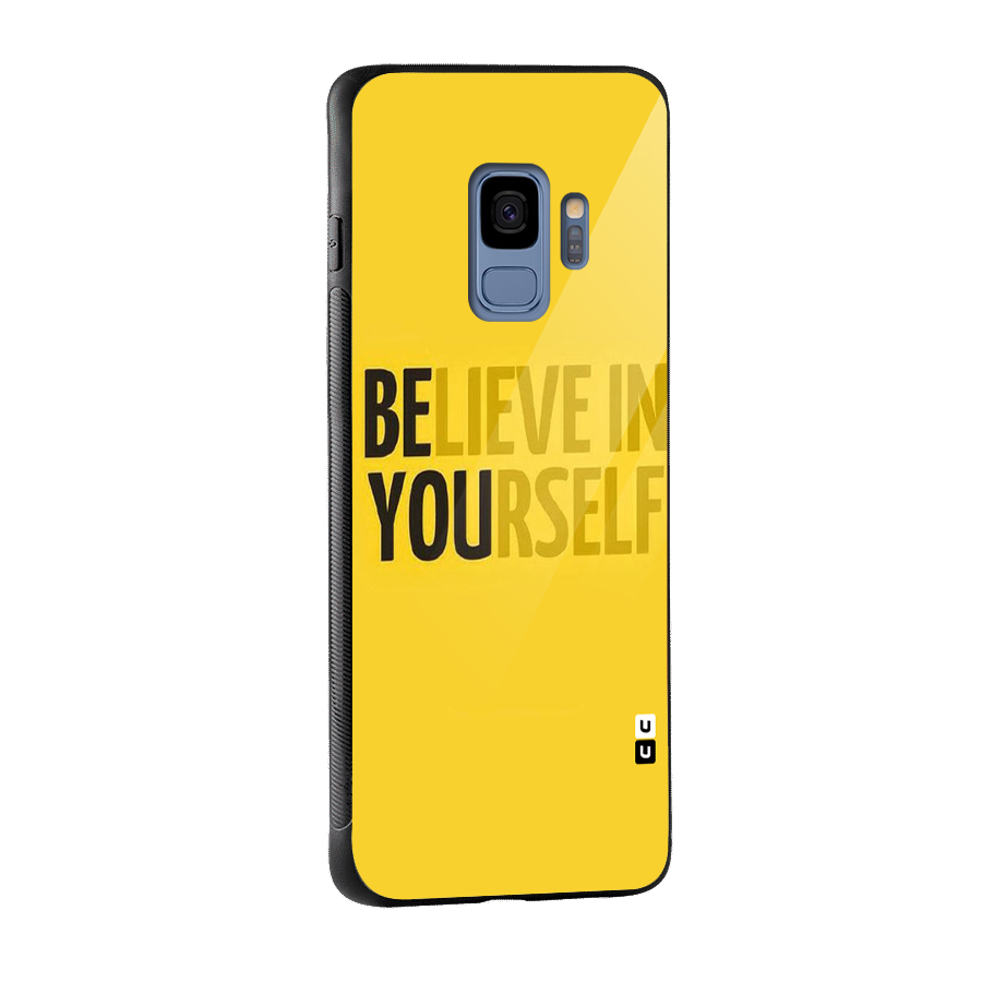 Believe Yourself Yellow Glass Back Case for Galaxy S9