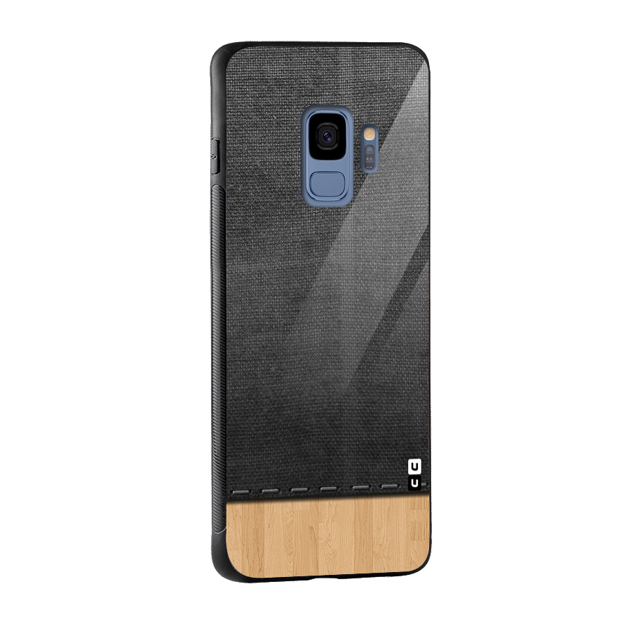 Bicolor Wood Texture Glass Back Case for Galaxy S9