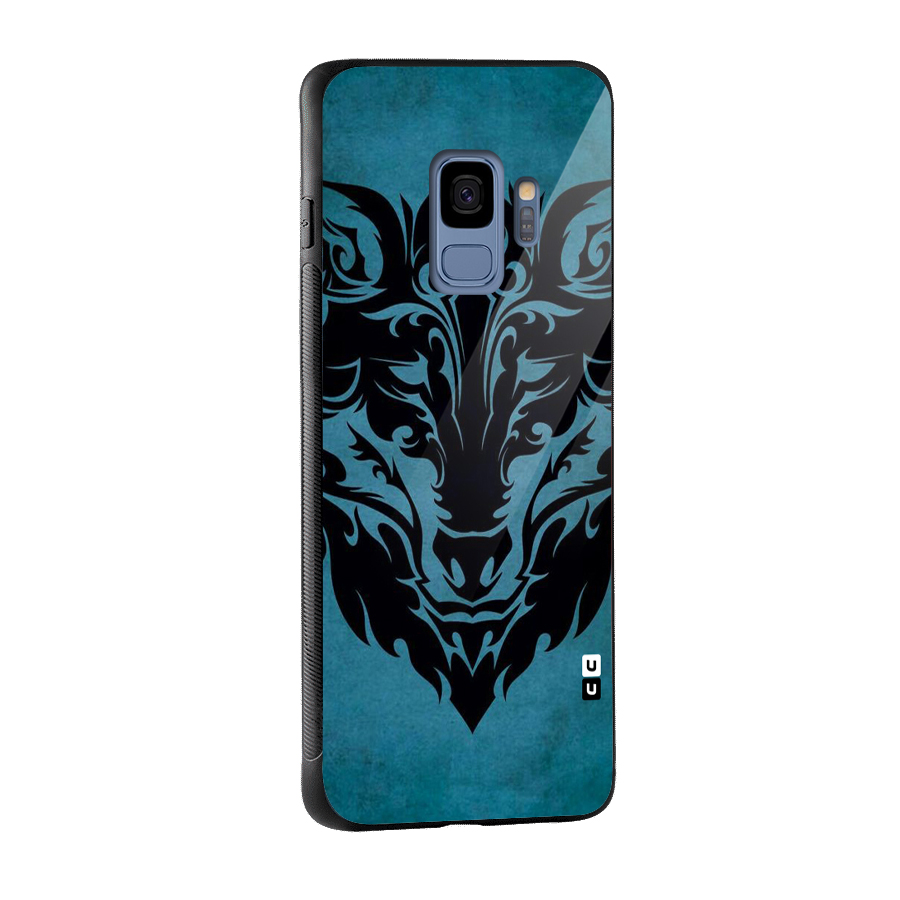 Black Artistic Wolf Glass Back Case for Galaxy S9