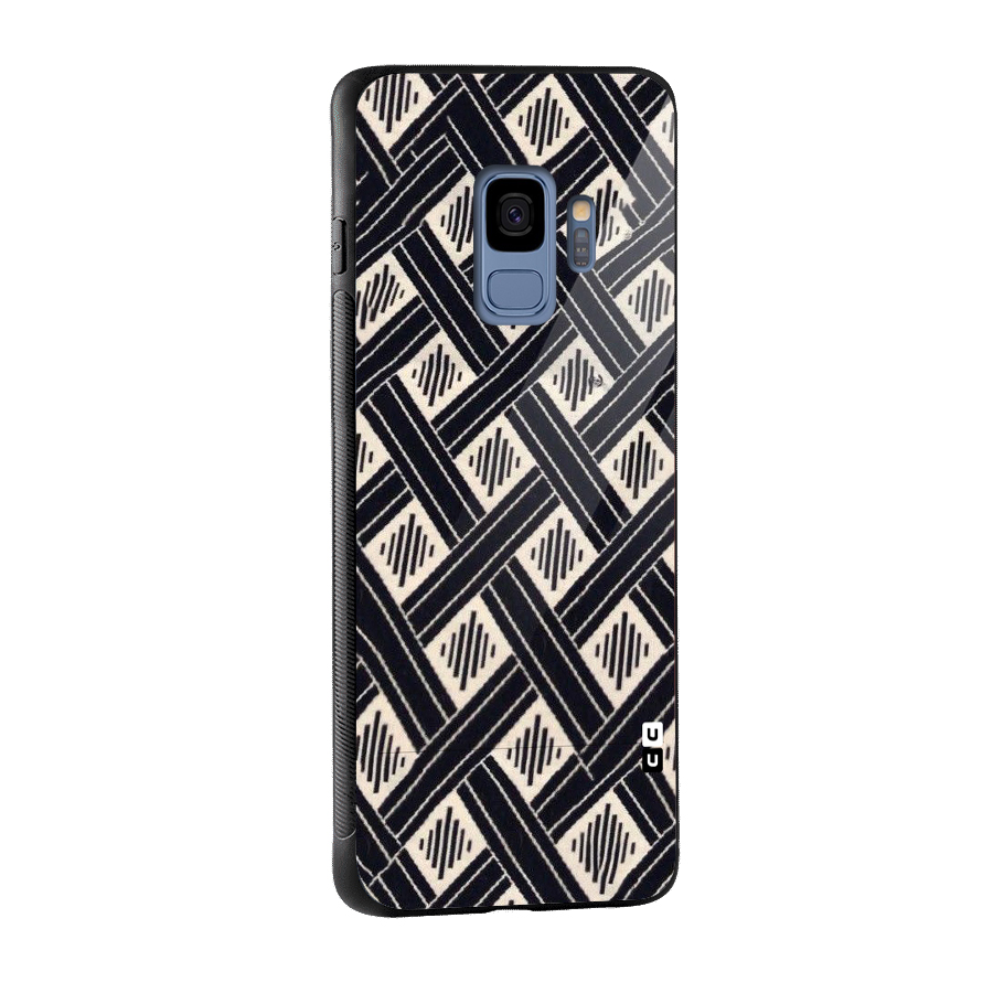 Black Beige Criscros Glass Back Case for Galaxy S9