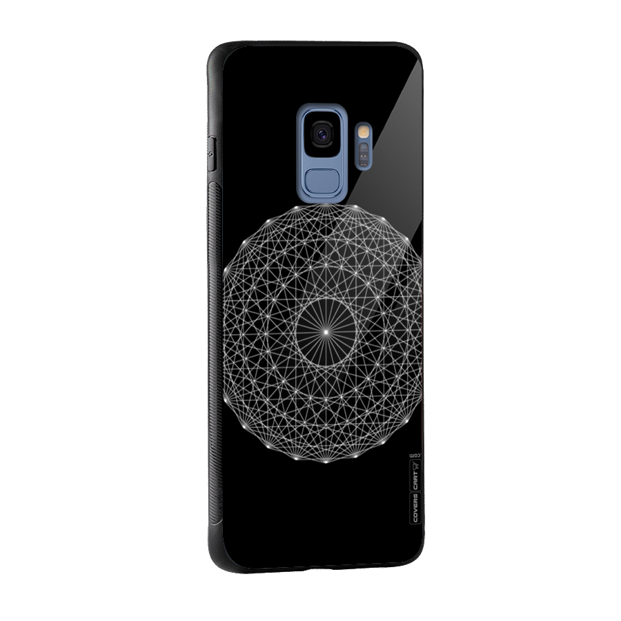 Black Clipart Glass Back Case for Galaxy S9