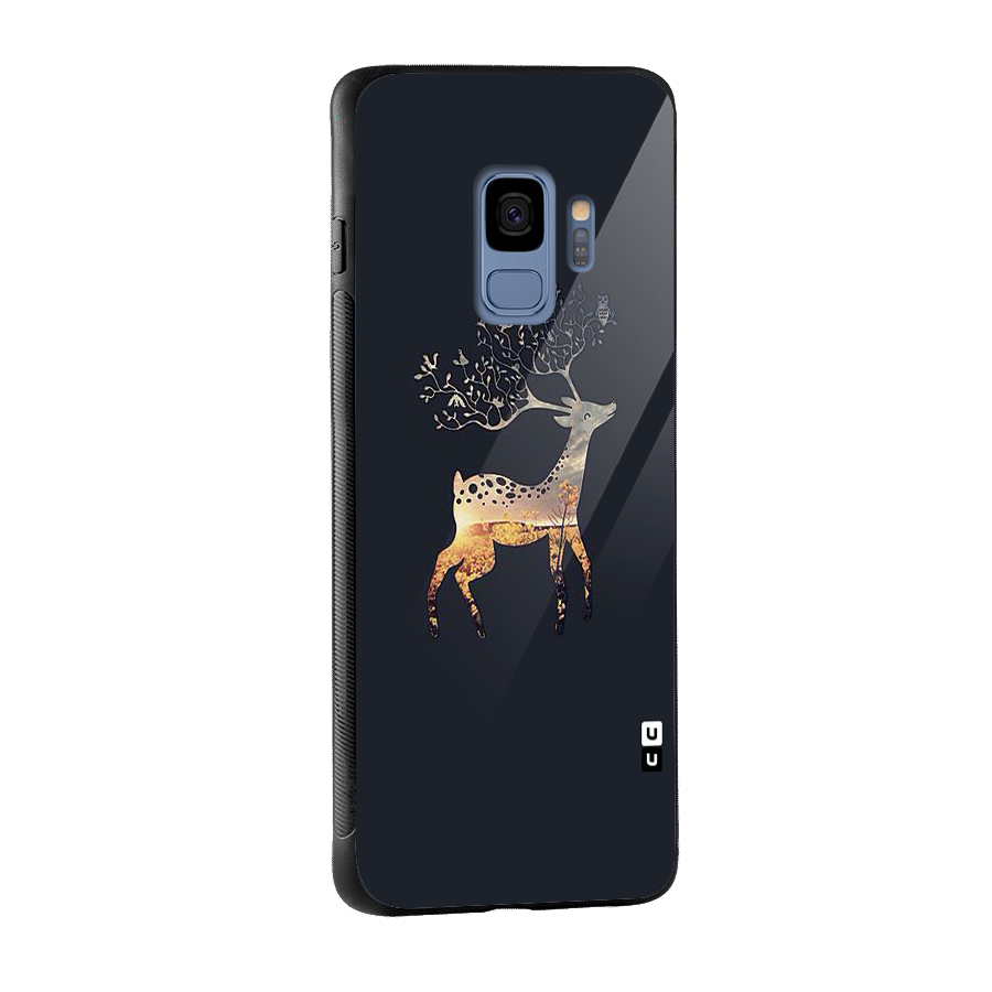 Black Deer Glass Back Case for Galaxy S9