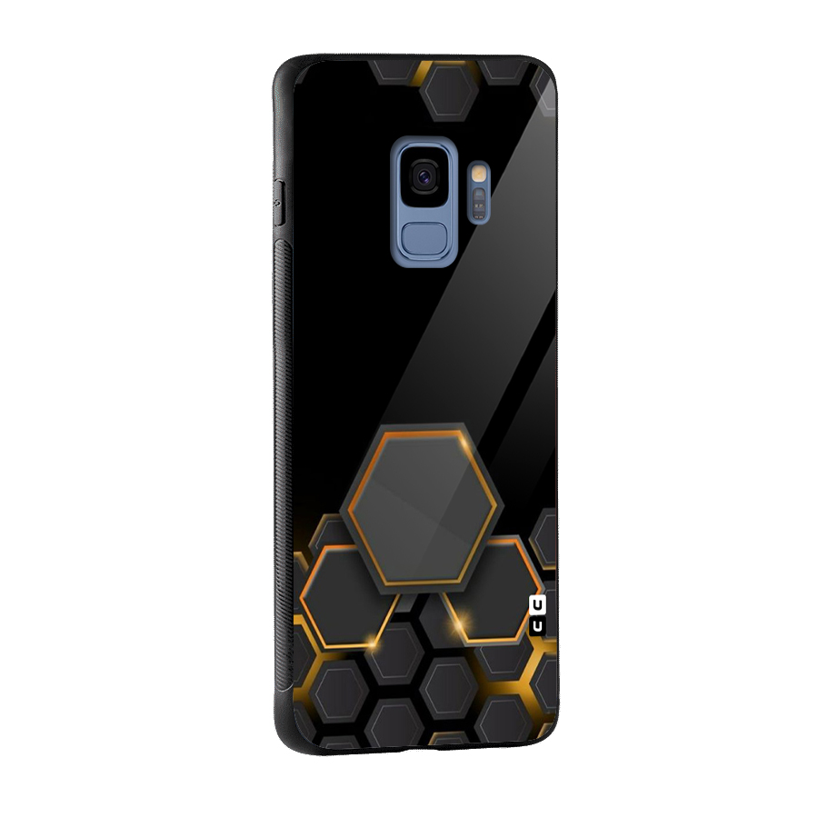 Black Gold Hexa Glass Back Case for Galaxy S9