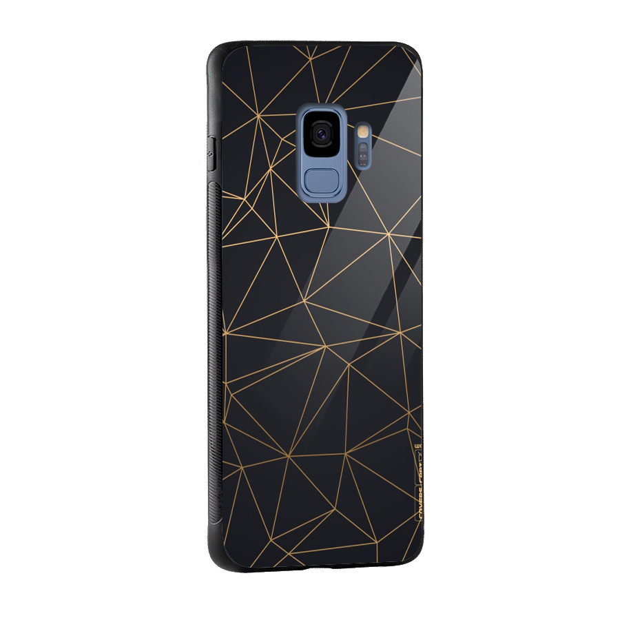 Black Golden Lines Glass Back Case for Galaxy S9
