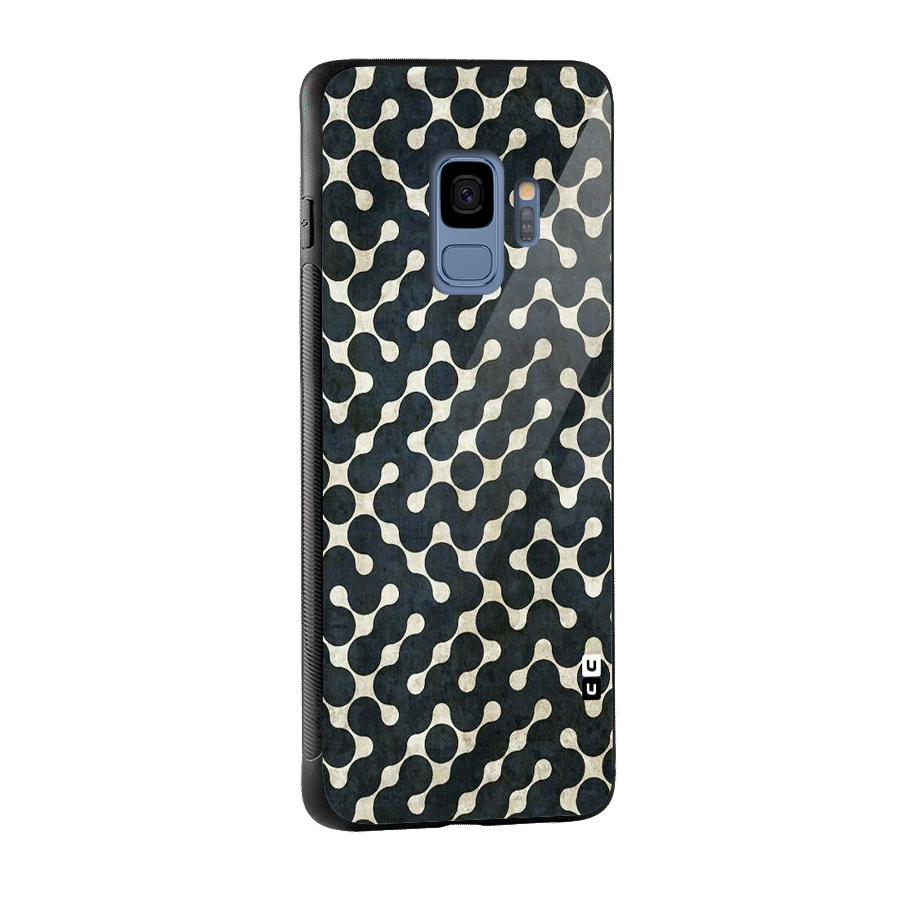 Black Maze Design Glass Back Case for Galaxy S9