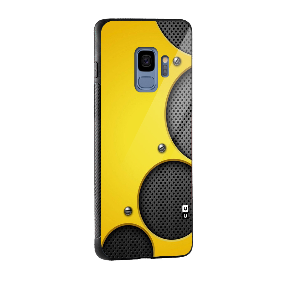Black Net Yellow Glass Back Case for Galaxy S9