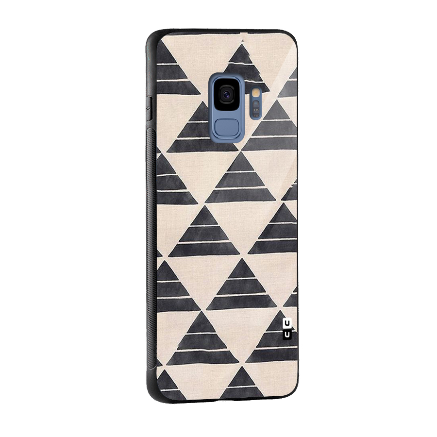 Black Slant Triangles Glass Back Case for Galaxy S9