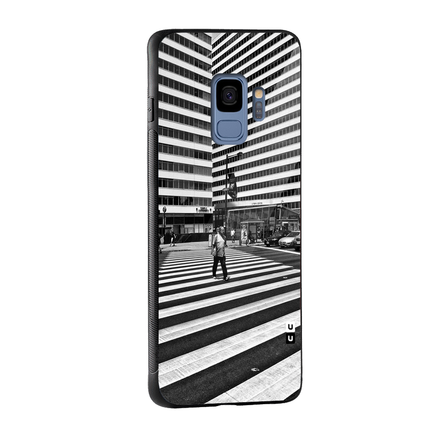 Black White Perspective Glass Back Case for Galaxy S9