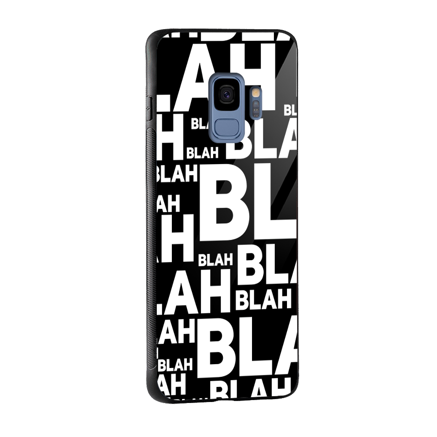 Blah Blah Pattern Glass Back Case for Galaxy S9
