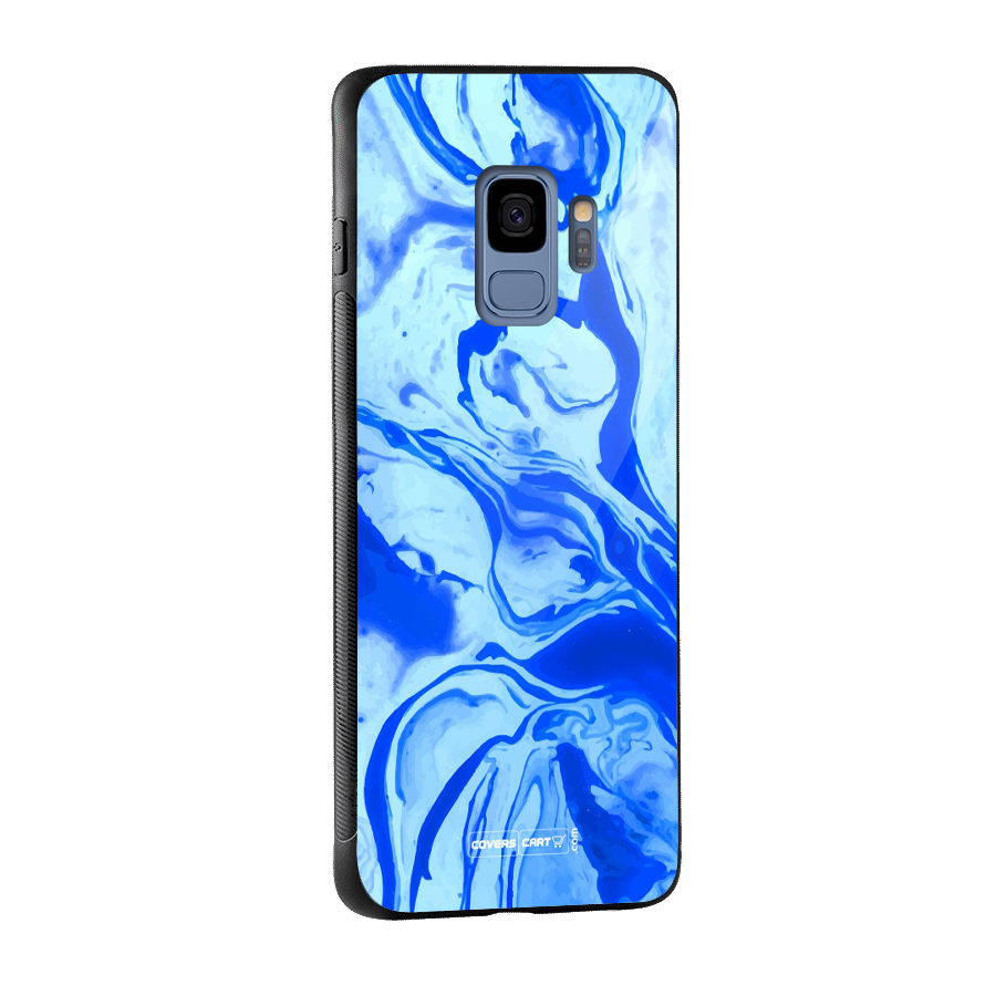 Blaze Blue Marble Texture Glass Back Case for Galaxy S9