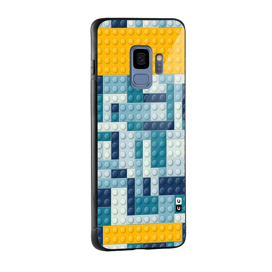 Blocks Blues Glass Back Case for Galaxy S9