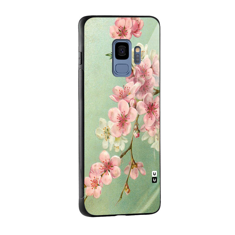 Blossom Cherry Design Glass Back Case for Galaxy S9