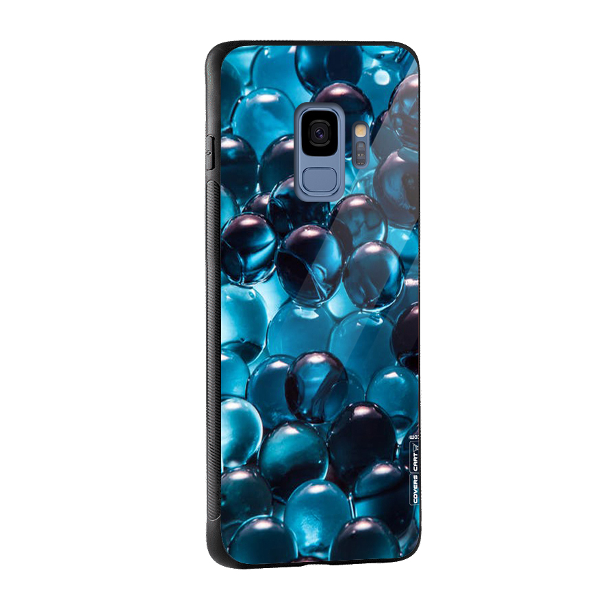 Blue Abstract Balls Glass Back Case for Galaxy S9