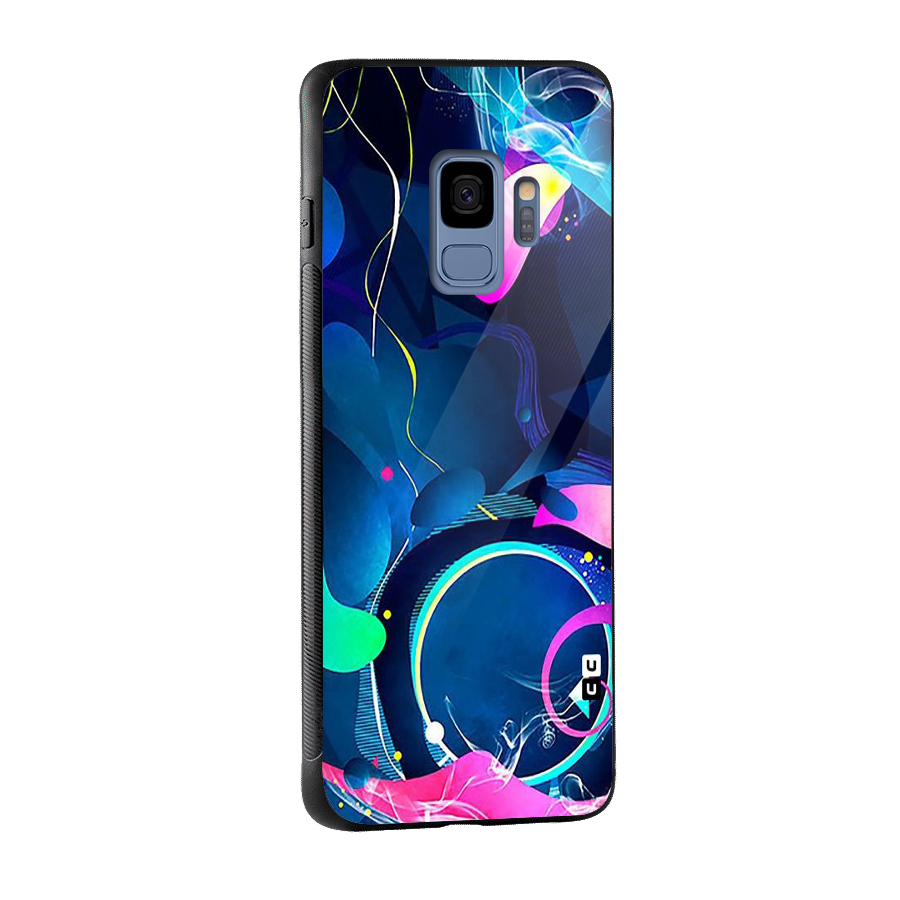 Blue Circle Flow Glass Back Case for Galaxy S9