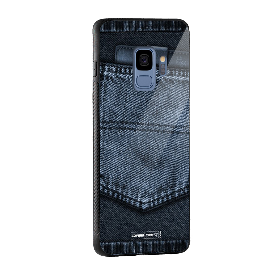Blue Denim Glass Back Case for Galaxy S9