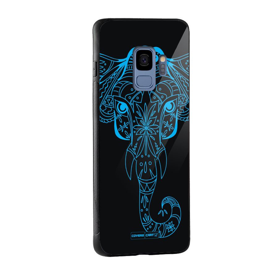 Blue Elephant Ethnic Glass Back Case for Galaxy S9
