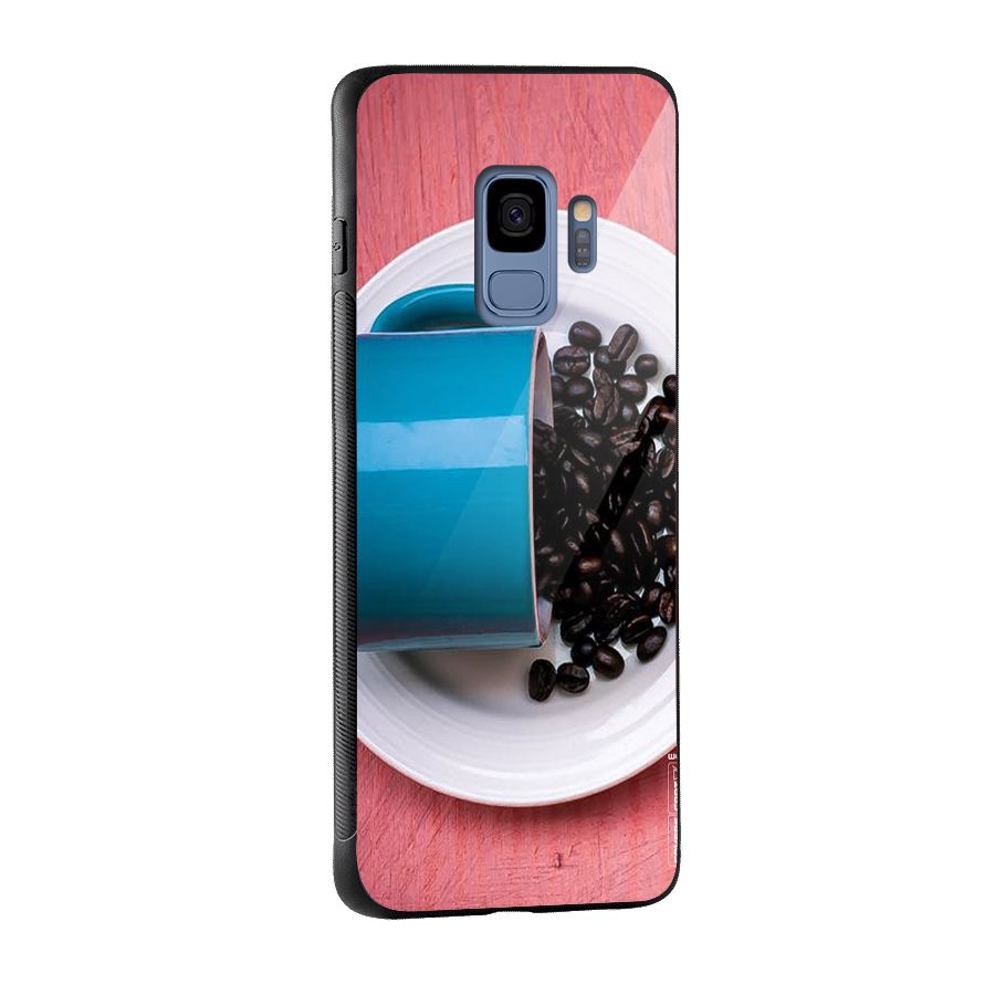 Blue Mug And Beans Glass Back Case for Galaxy S9