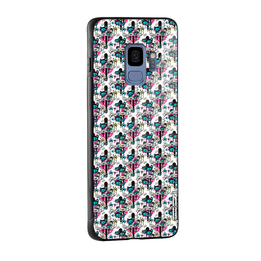 Blue Pink Pattern Glass Back Case for Galaxy S9