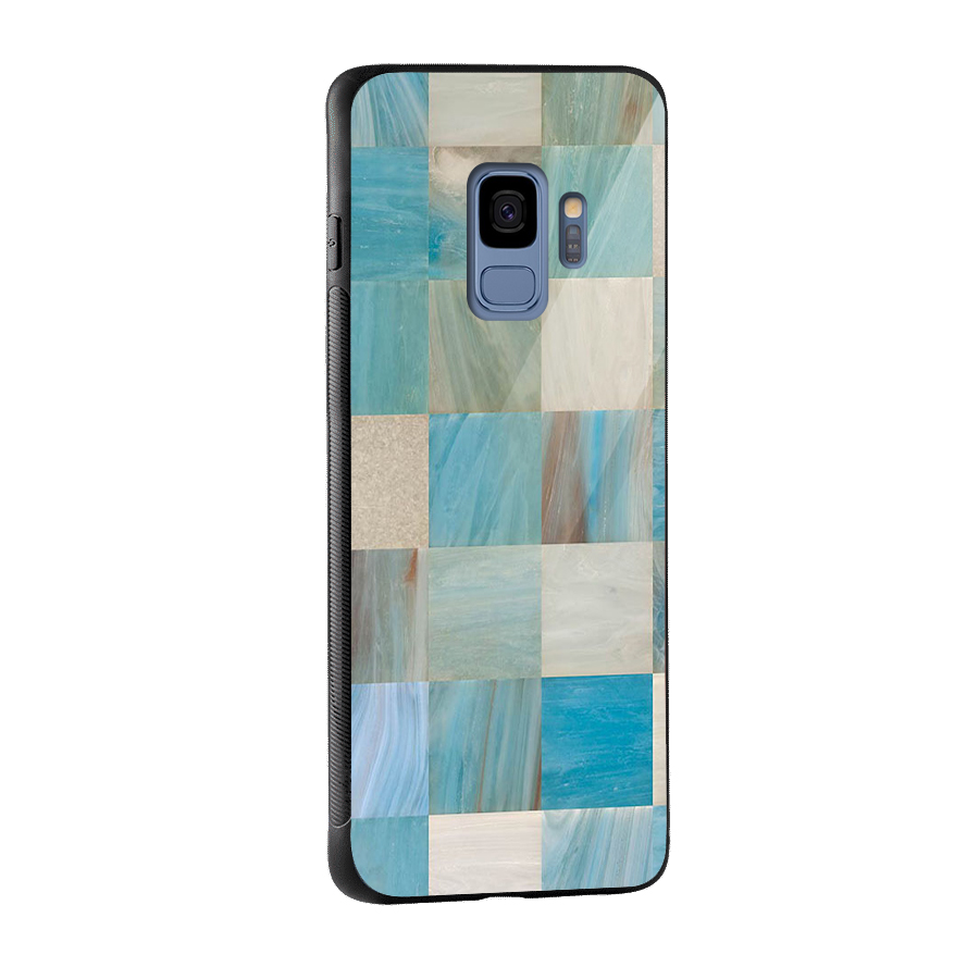 Blue Tiles Glass Back Case for Galaxy S9