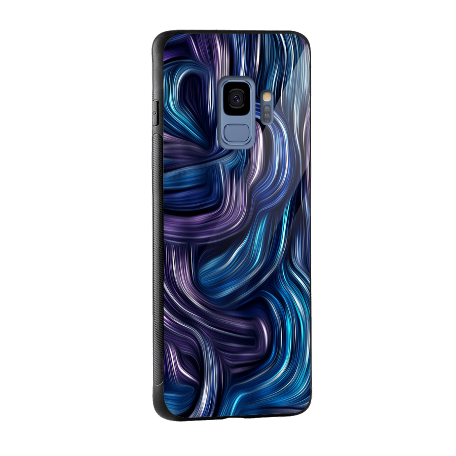 Blue and Purple Oil Paint Glass Back Case for Galaxy S9
