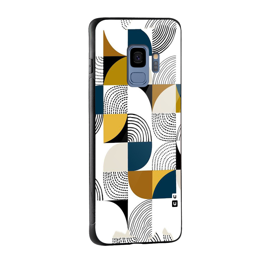 Boxes Pattern Glass Back Case for Galaxy S9