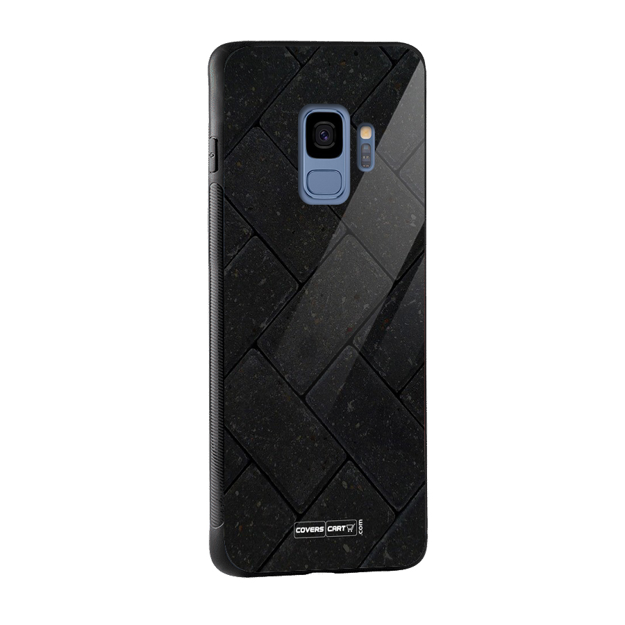 Bricks Pattern Glass Back Case for Galaxy S9