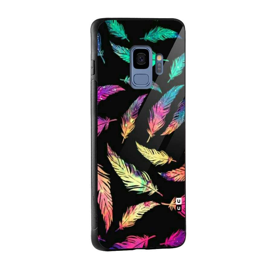 Bright Feathers Glass Back Case for Galaxy S9