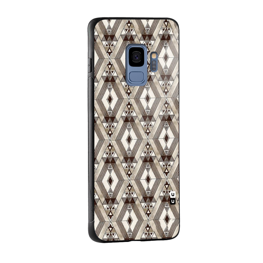 Brown Abstract Design Glass Back Case for Galaxy S9