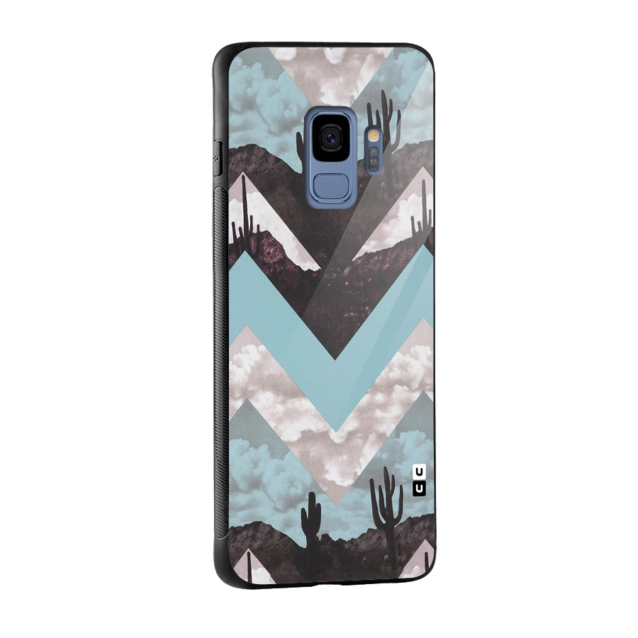 Cacutus Zig Zag Pattern Glass Back Case for Galaxy S9