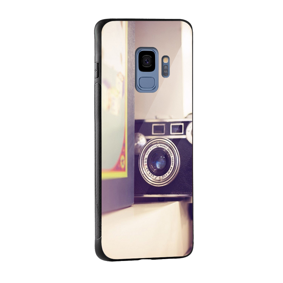 Camera Vintage Pastel Glass Back Case for Galaxy S9