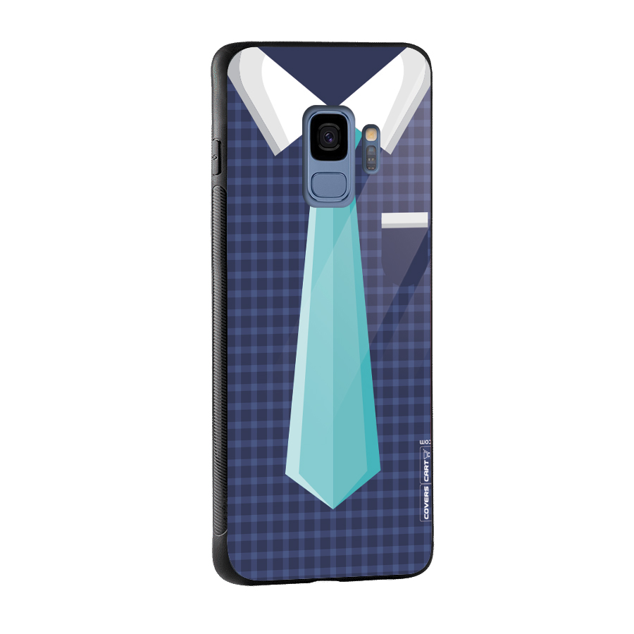 Checked Shirt Tie Glass Back Case for Galaxy S9