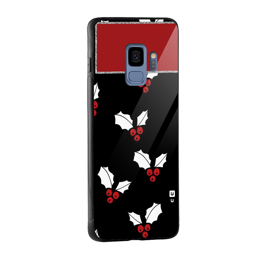 Cherry Leaf Design Glass Back Case for Galaxy S9