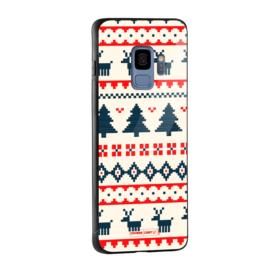 Christmas Design Pattern Glass Back Case for Galaxy S9
