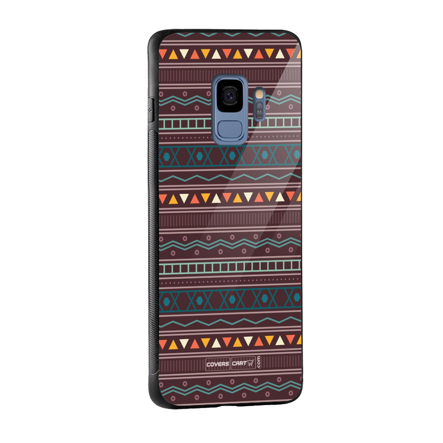 Classic Aztec Pattern Glass Back Case for Galaxy S9