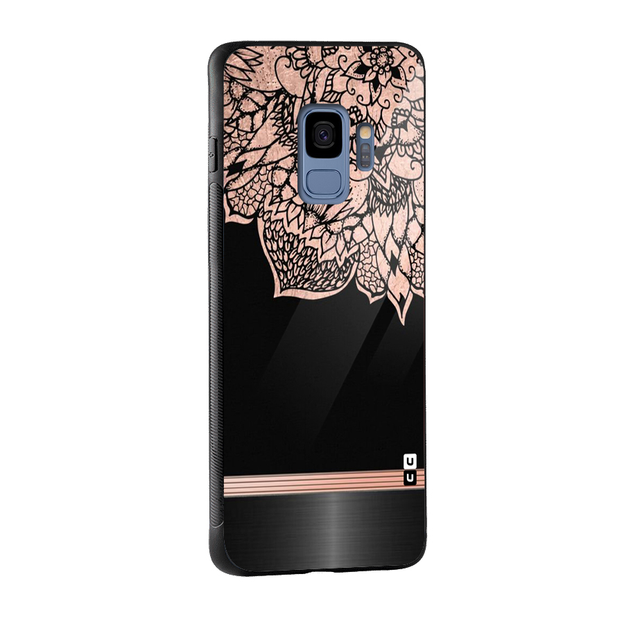 Classic Black Sleak Design Glass Back Case for Galaxy S9