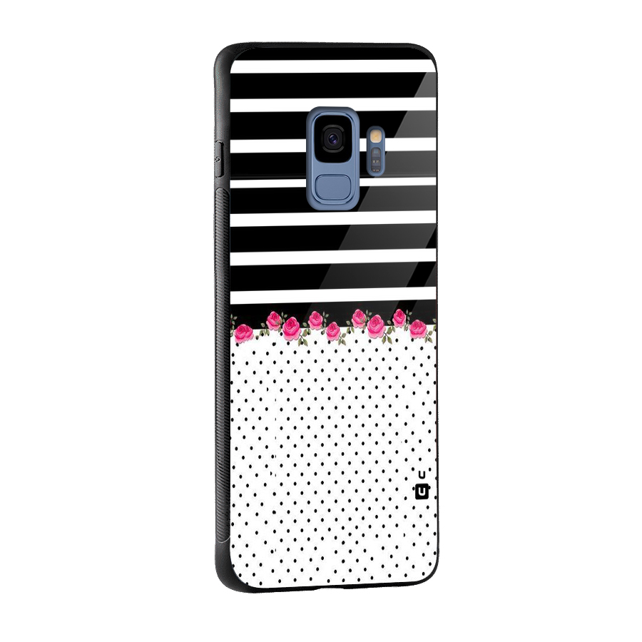 Classic Polka Stripes Glass Back Case for Galaxy S9