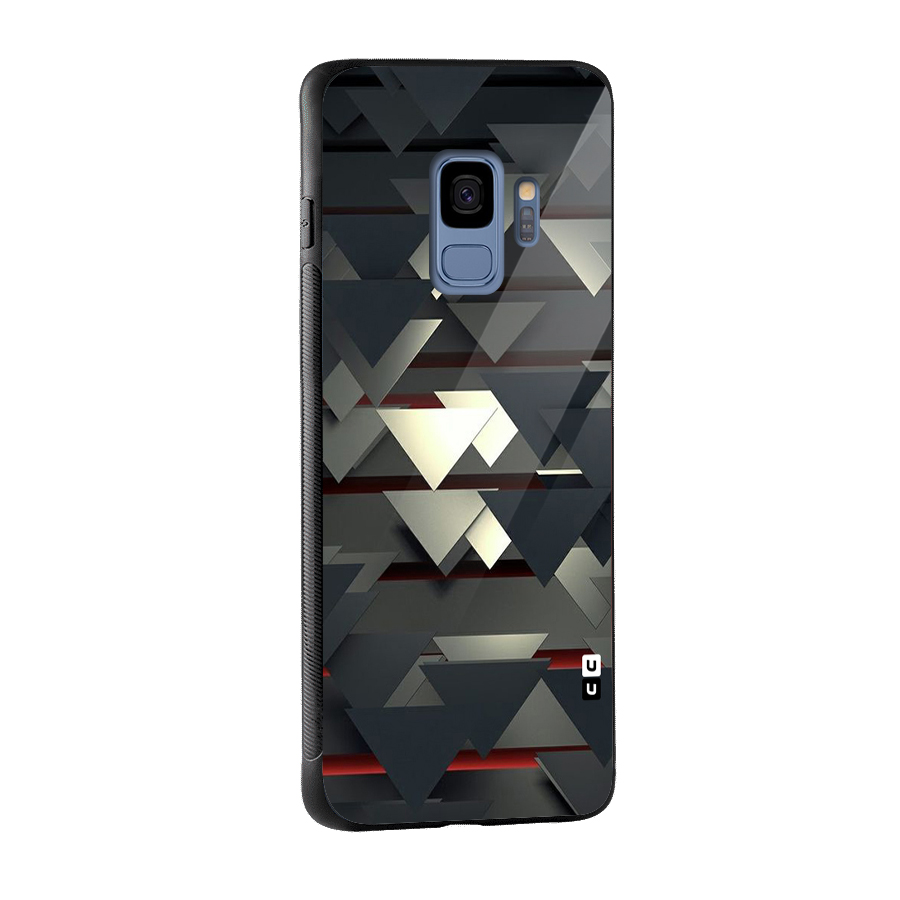 Classic Triangles Design Glass Back Case for Galaxy S9