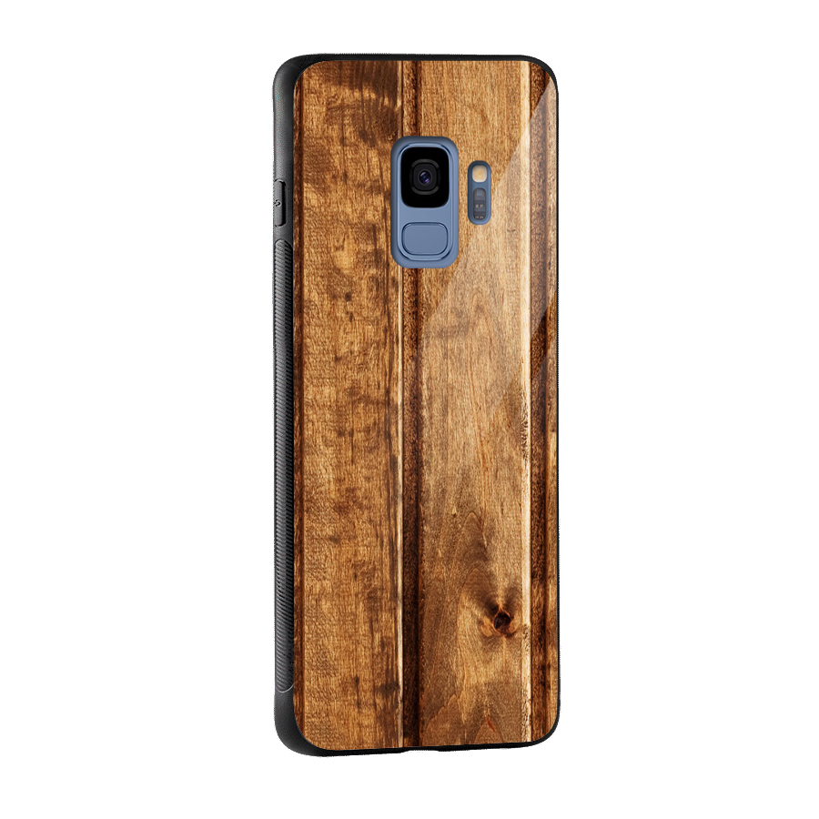 Classic Wood Print Glass Back Case for Galaxy S9