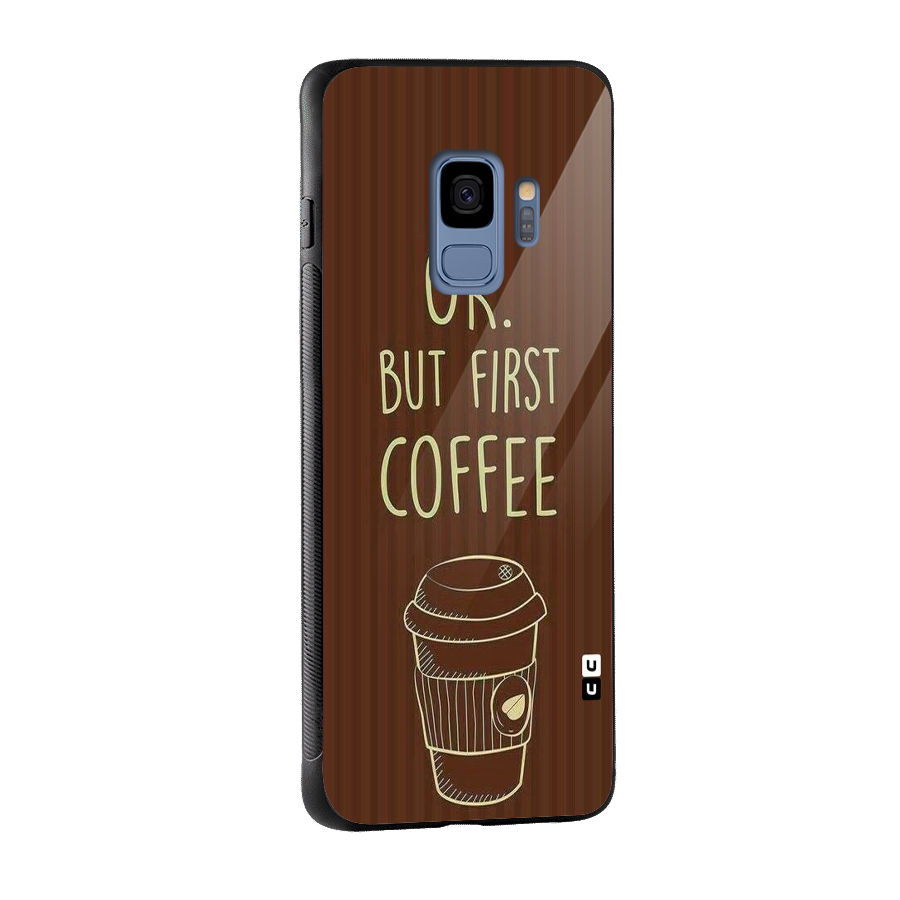Coffee Stripes Glass Back Case for Galaxy S9