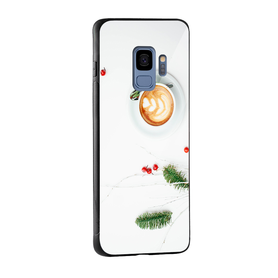 Coffee and Leafs Glass Back Case for Galaxy S9